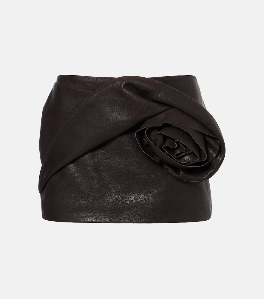 Magda Butrym Floral Appliqué Leather Miniskirt
