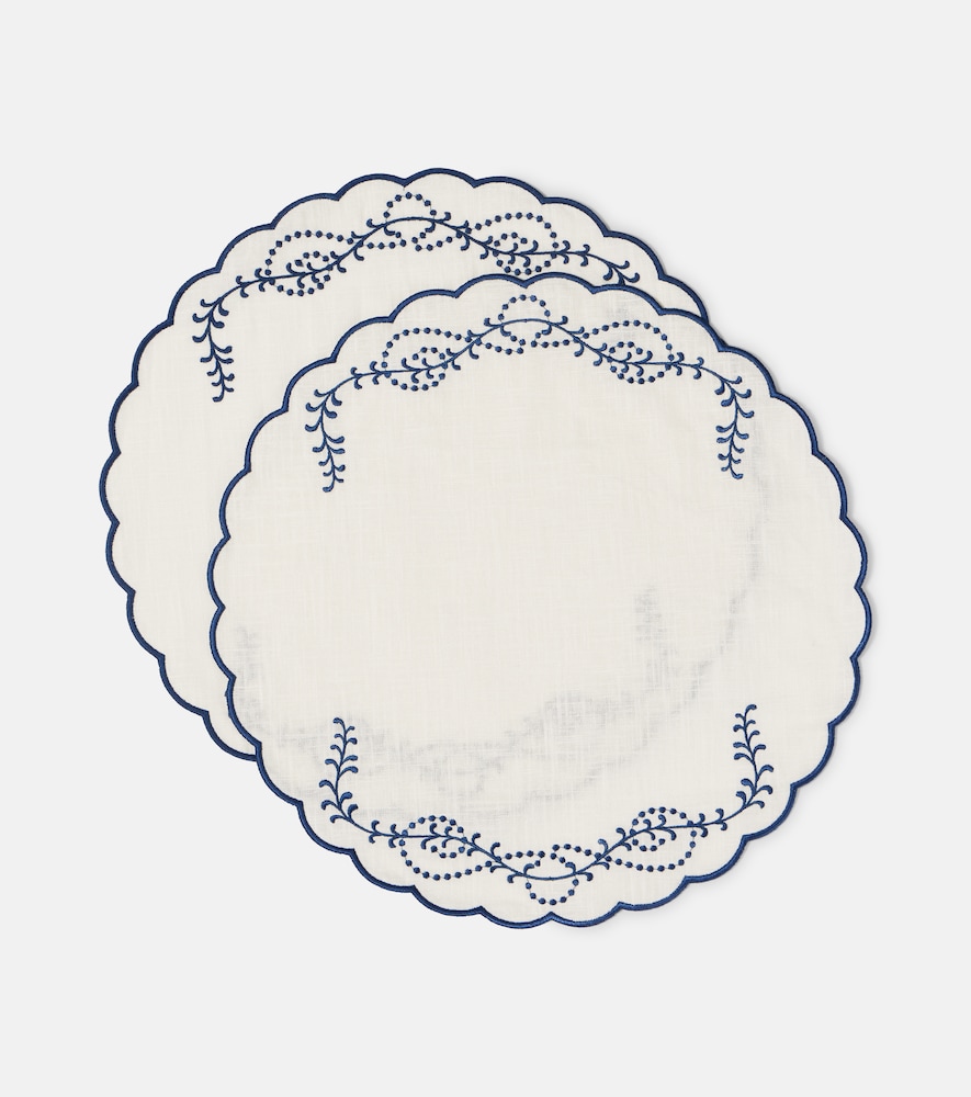 Cabana Set of 2 embroidered linen placemats | Thumbnail 4