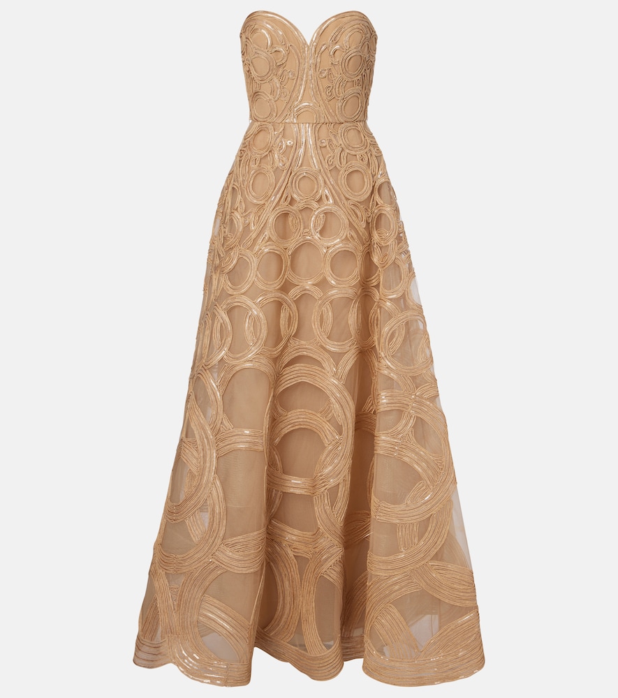 Elie Saab Embellished tulle bustier gown