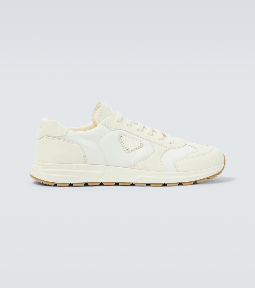 Prada Prax Re-nylon Suede-trimmed Sneakers In White