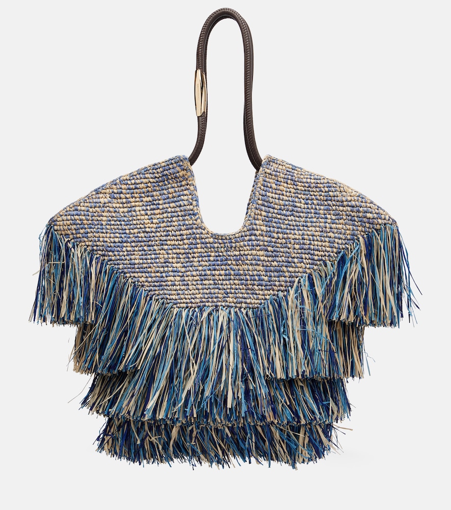 Goldentime Medium Fringed Raffia Tote Bag