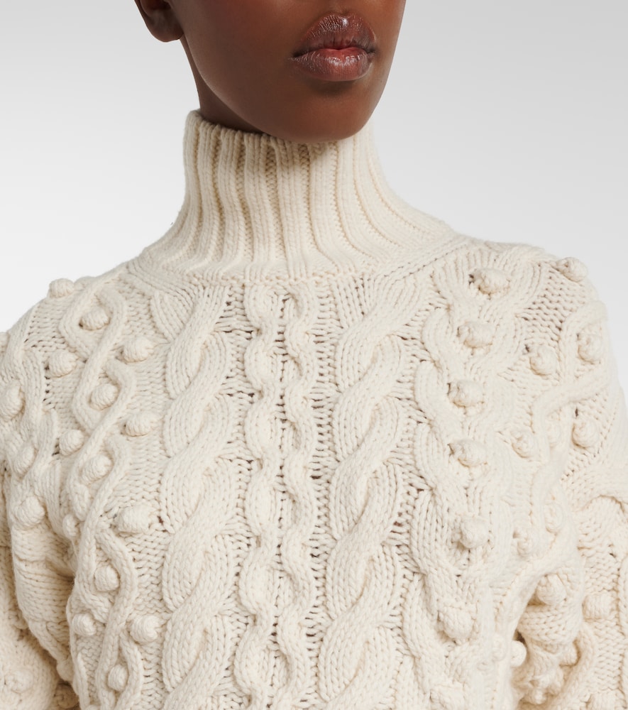  Stella Mccartney Stella Mccartney Cable-knit Draped Wool Turtleneck Sweater 