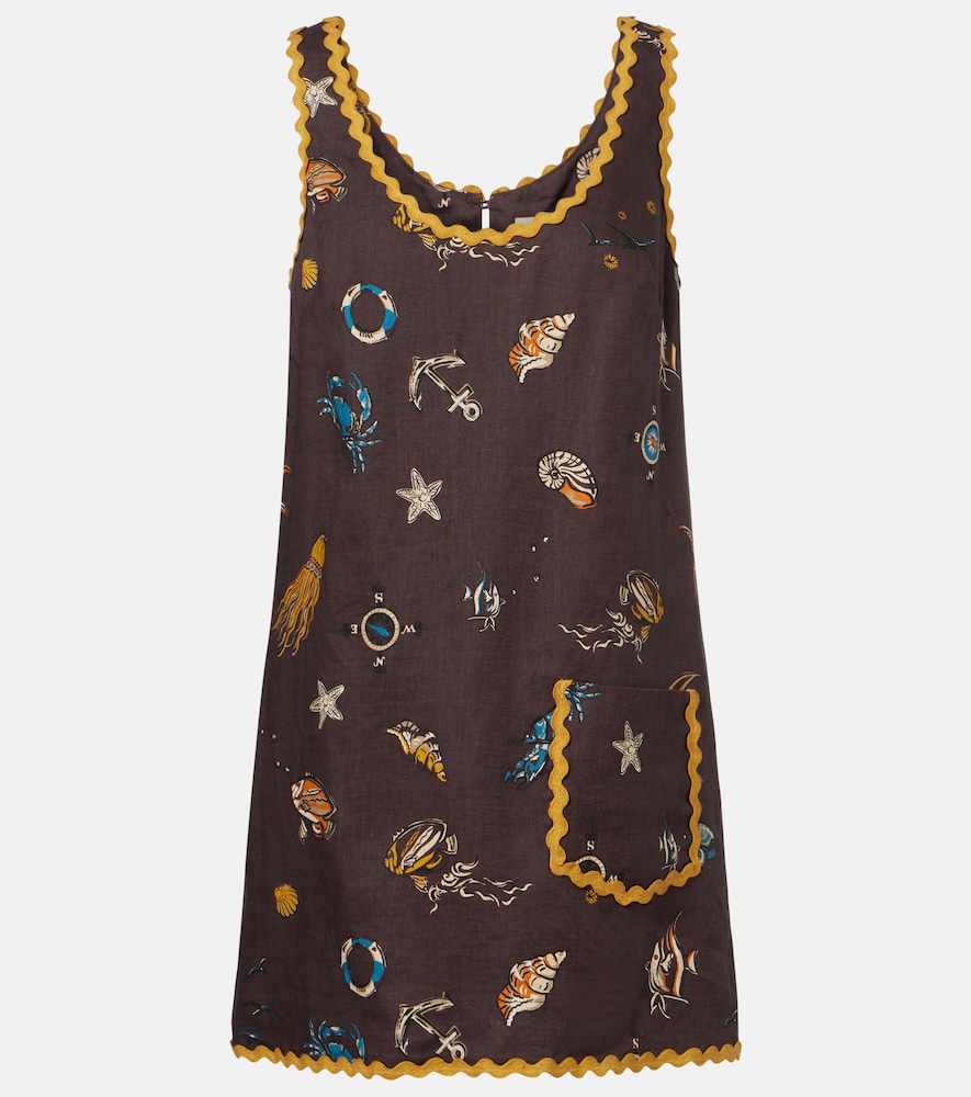 Alemais Alémais Printed scalloped linen minidress