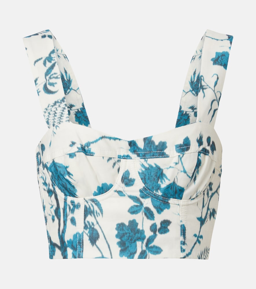 Floral Cotton And Linen Crop Top