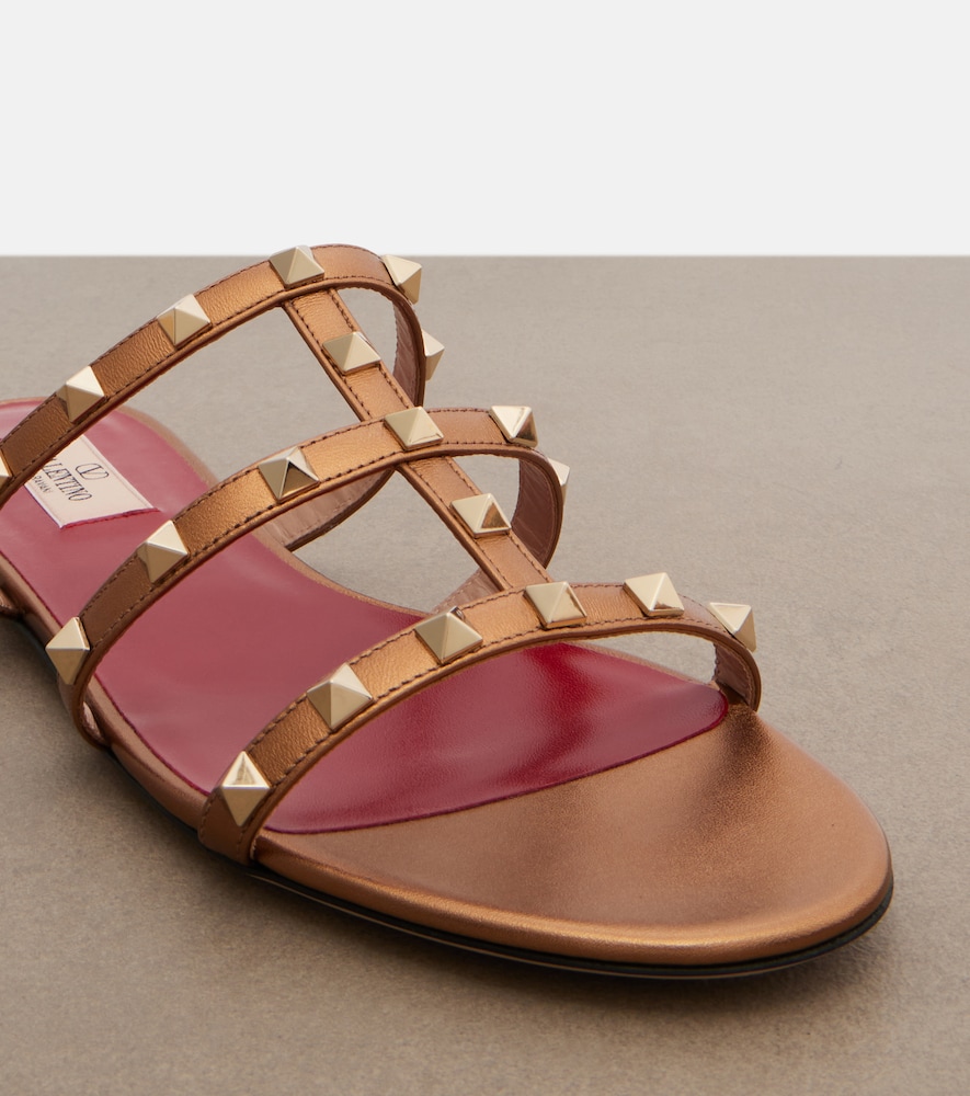  Valentino Garavani Valentino Garavani Rockstud Metallic Leather Sandals 