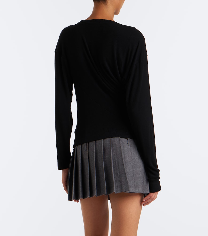 Draped Ribbed-Knit Top