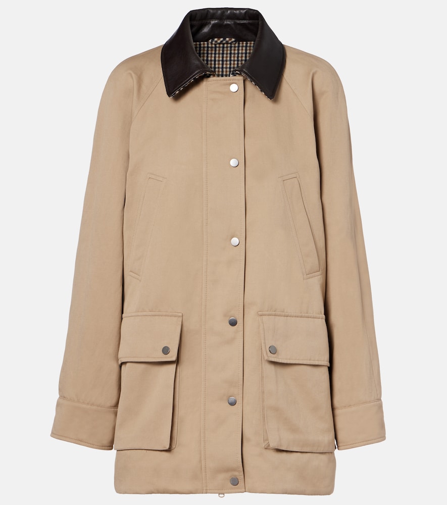 Brunello Cucinelli Leather-trimmed cotton and linen jacket