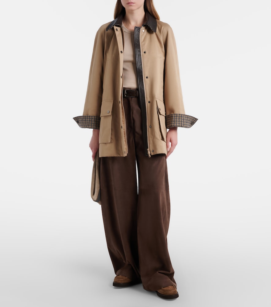  Brunello Cucinelli Brunello Cucinelli Jacke Aus Baumwolle Und Leinen Mit Leder 