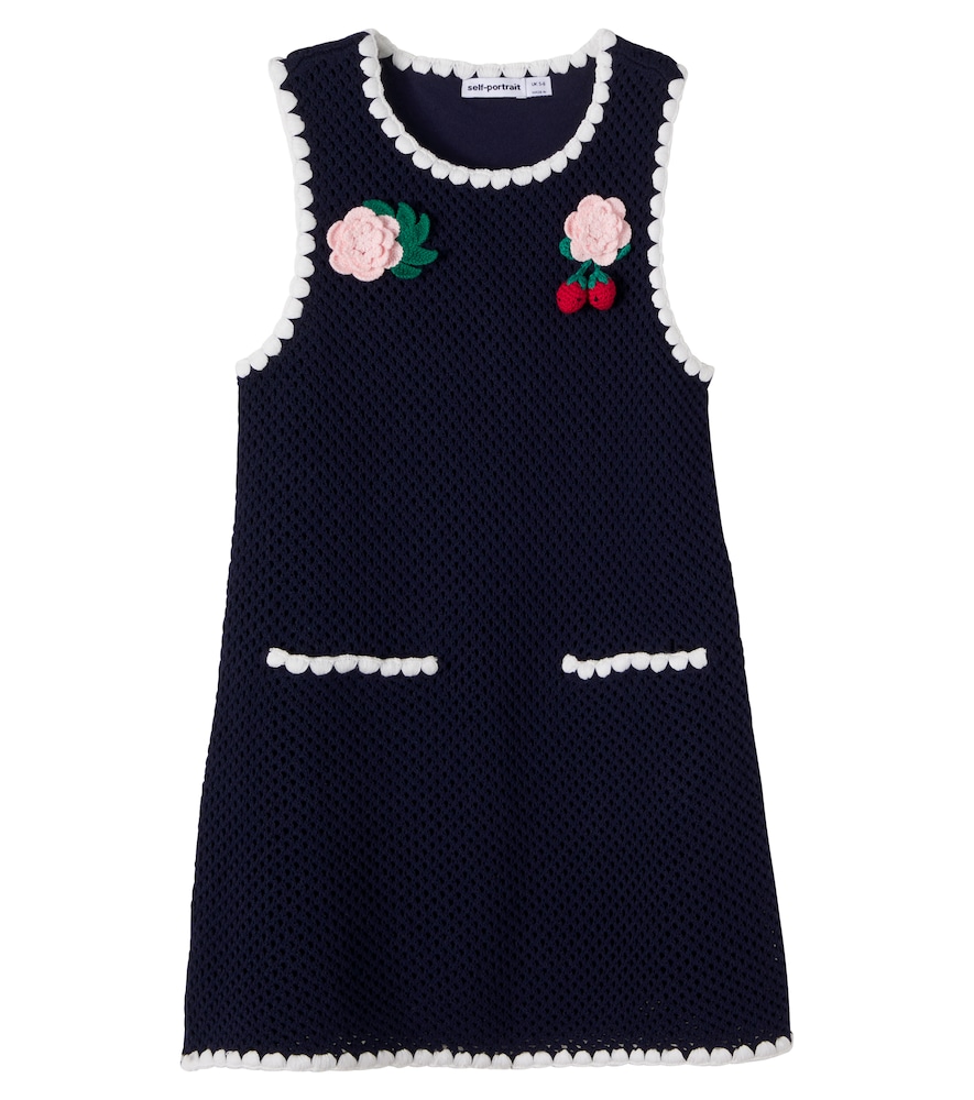 Self-Portrait Kids Blue Crochet Dress Y 7/8 - Mytheresa