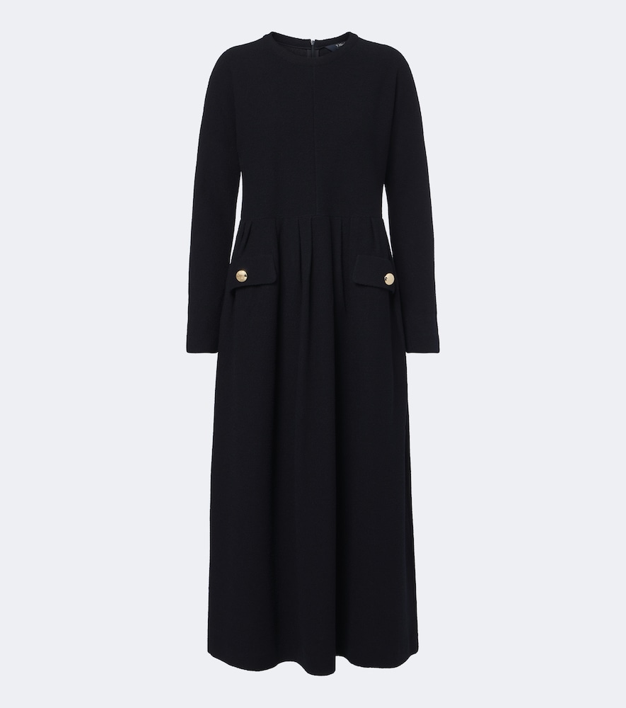 Abito midi in misto lana e cotone