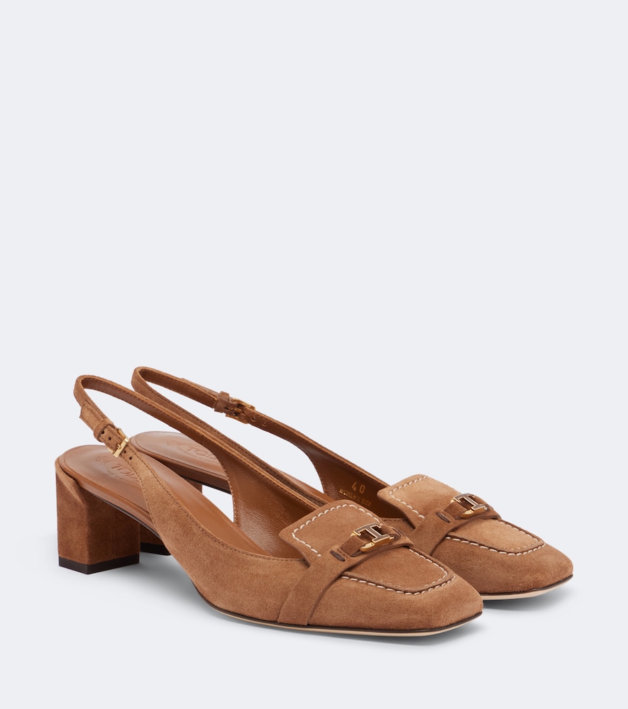 Slingback-Pumps aus Veloursleder