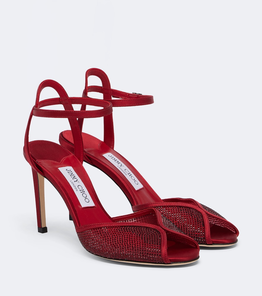 Jimmy Choo Sacora Crystal-embellished Sandals In Red