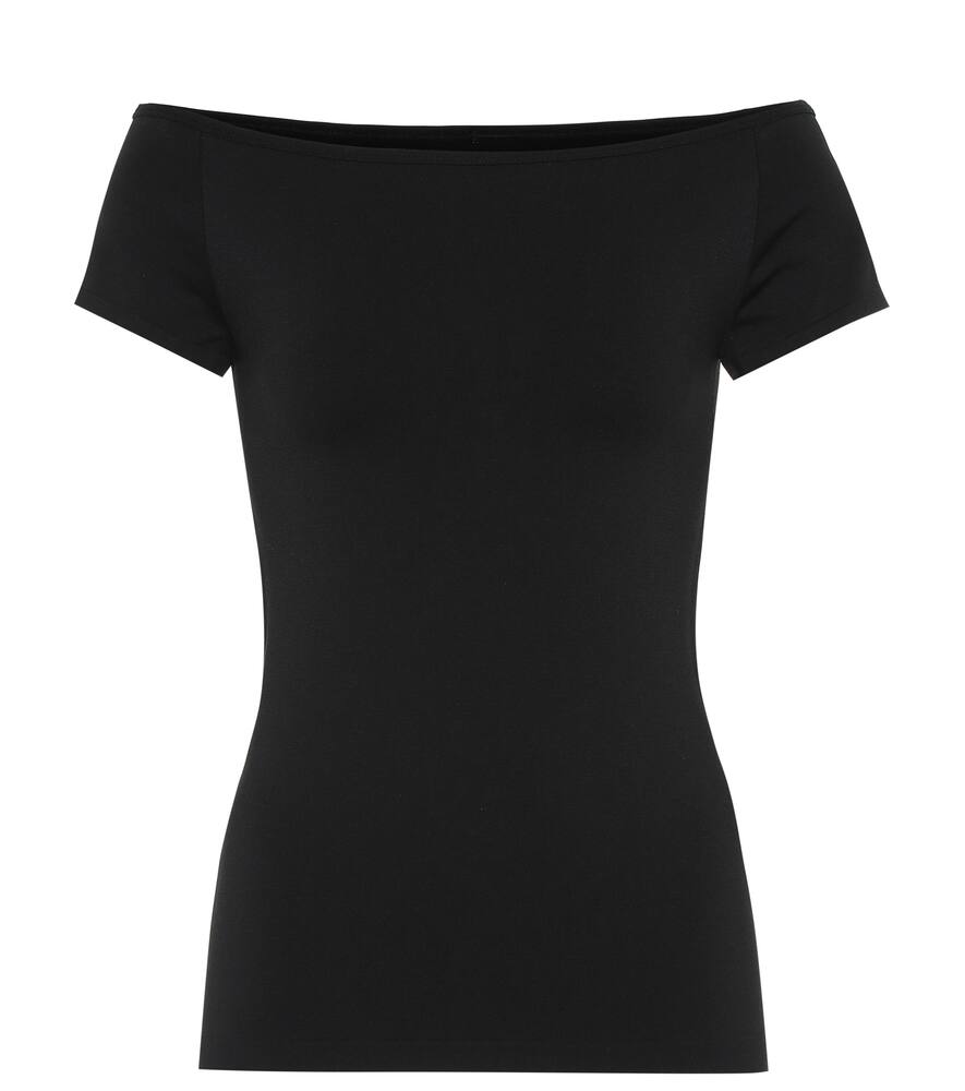 Click to view more detailed imagery on our partner's website Helmut Lang Off-The-Shoulder Stretch Knit Top In Black