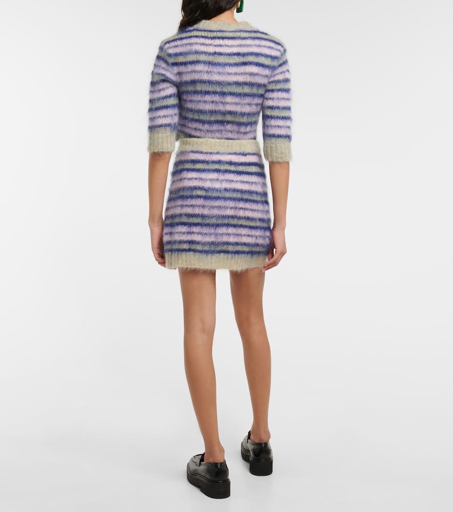 Marni Striped Mohair-blend Miniskirt In Azalea