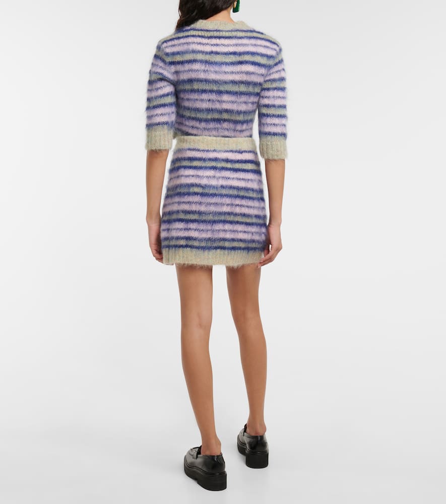 Shop Marni Striped Mohair-blend Miniskirt In Azalea