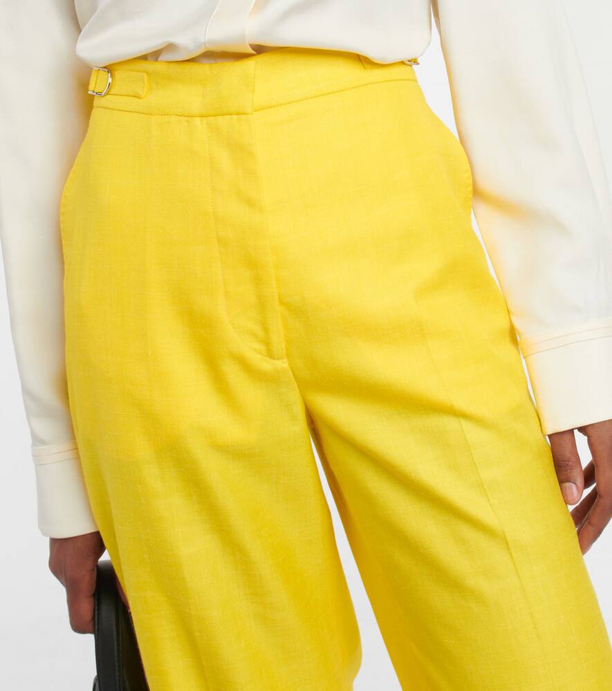 Shop Gabriela Hearst Straight Wool, Silk And Linen Pants In Cadmium Yellow