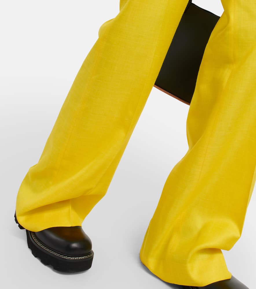 Shop Gabriela Hearst Straight Wool, Silk And Linen Pants In Cadmium Yellow