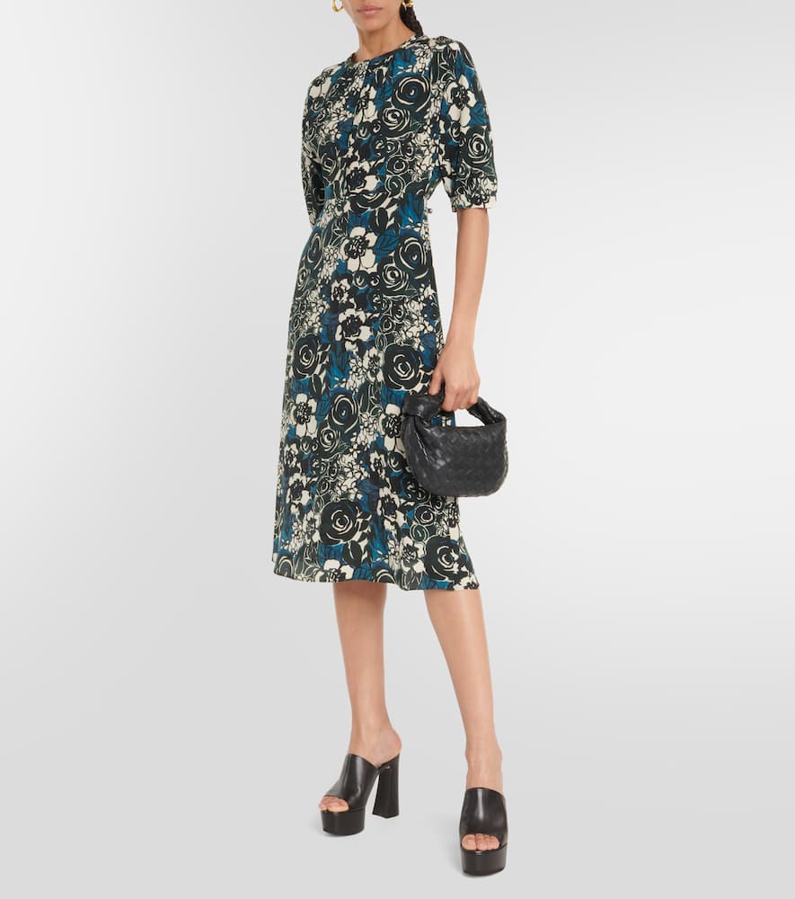 Shop 's Max Mara Bronzo Floral Silk Crêpe Midi Dress In Verde