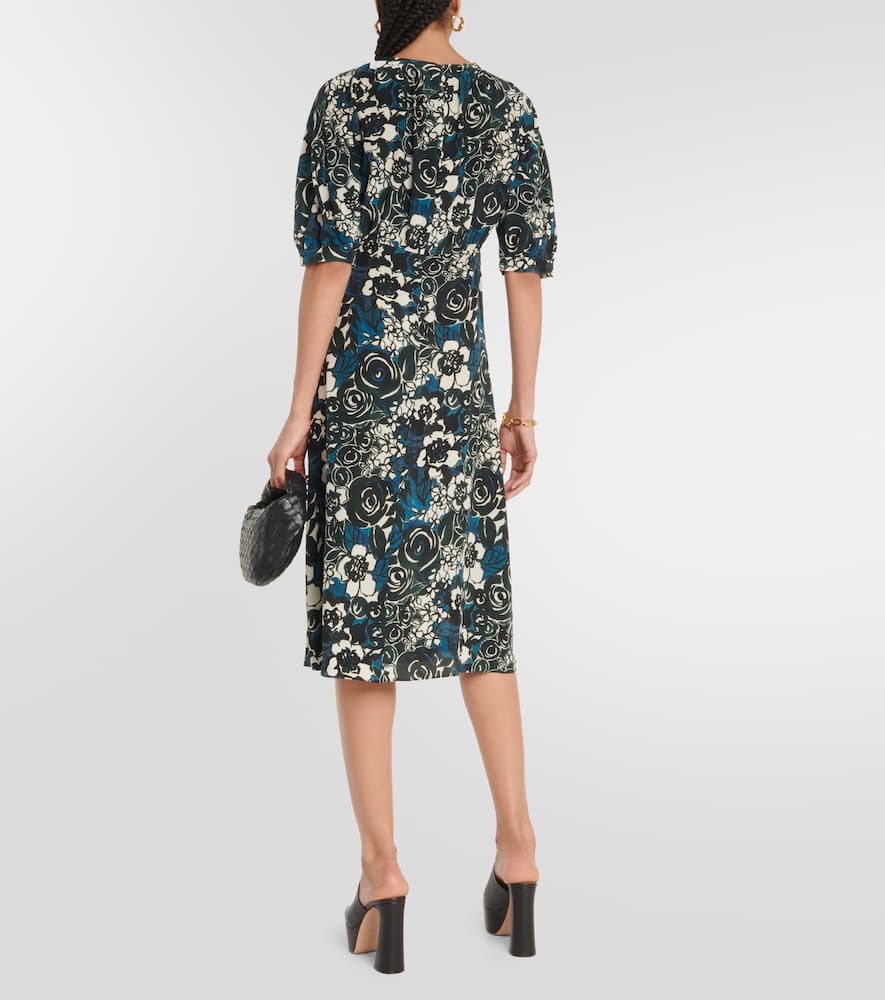 Shop 's Max Mara Bronzo Floral Silk Crêpe Midi Dress In Verde