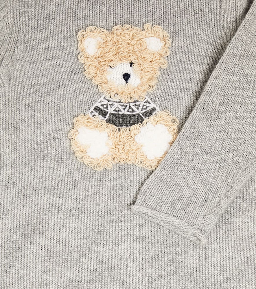 Il Gufo Baby Boys Grey Wool Knit Teddy Romper In Grey