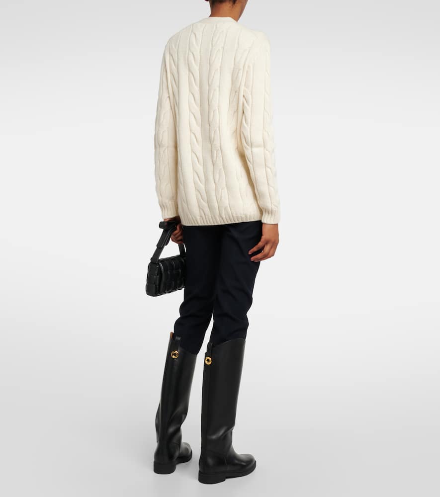 Shop Loro Piana Napier Cable-knit Cashmere Cardigan In White