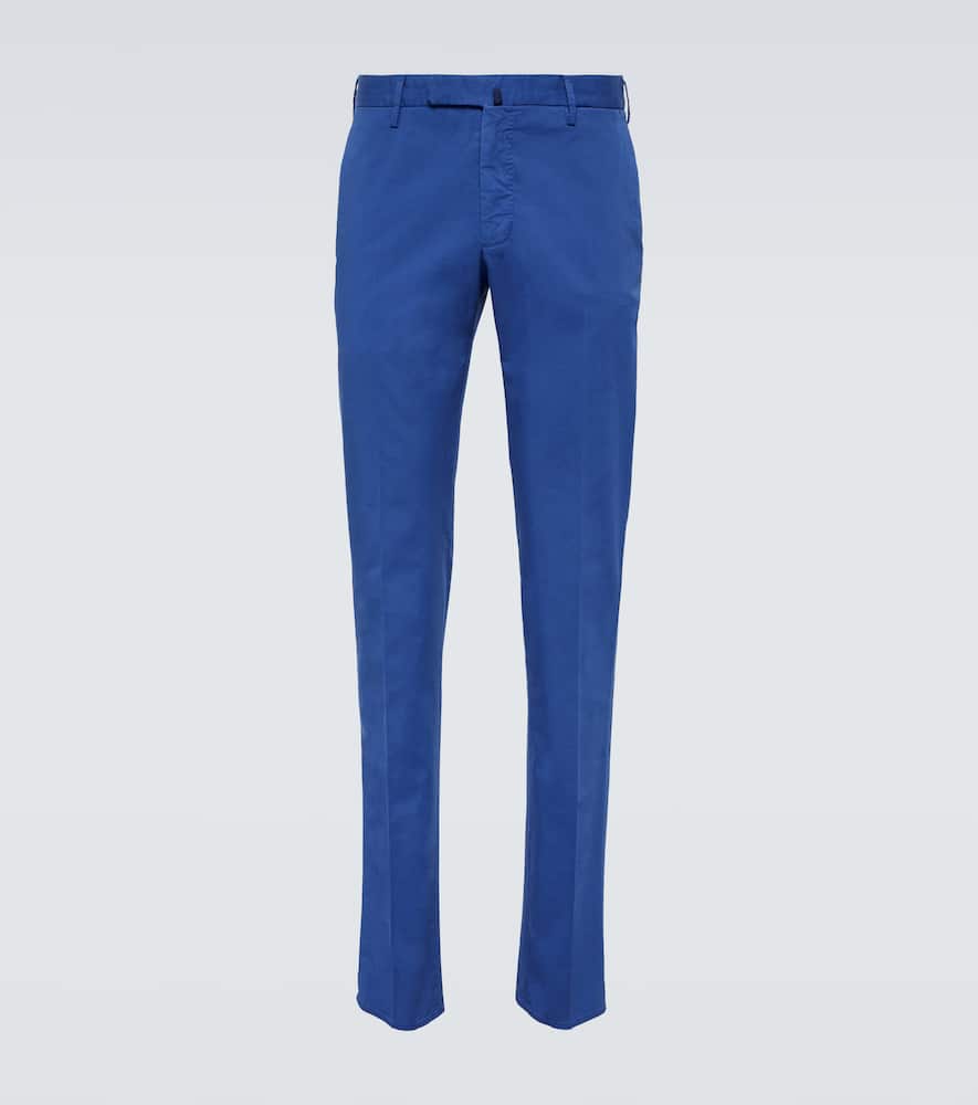 Cotton-blend slim pants