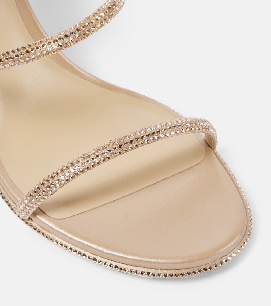 René Caovilla Cleo 80 Embellished Satin Sandals In Beige
