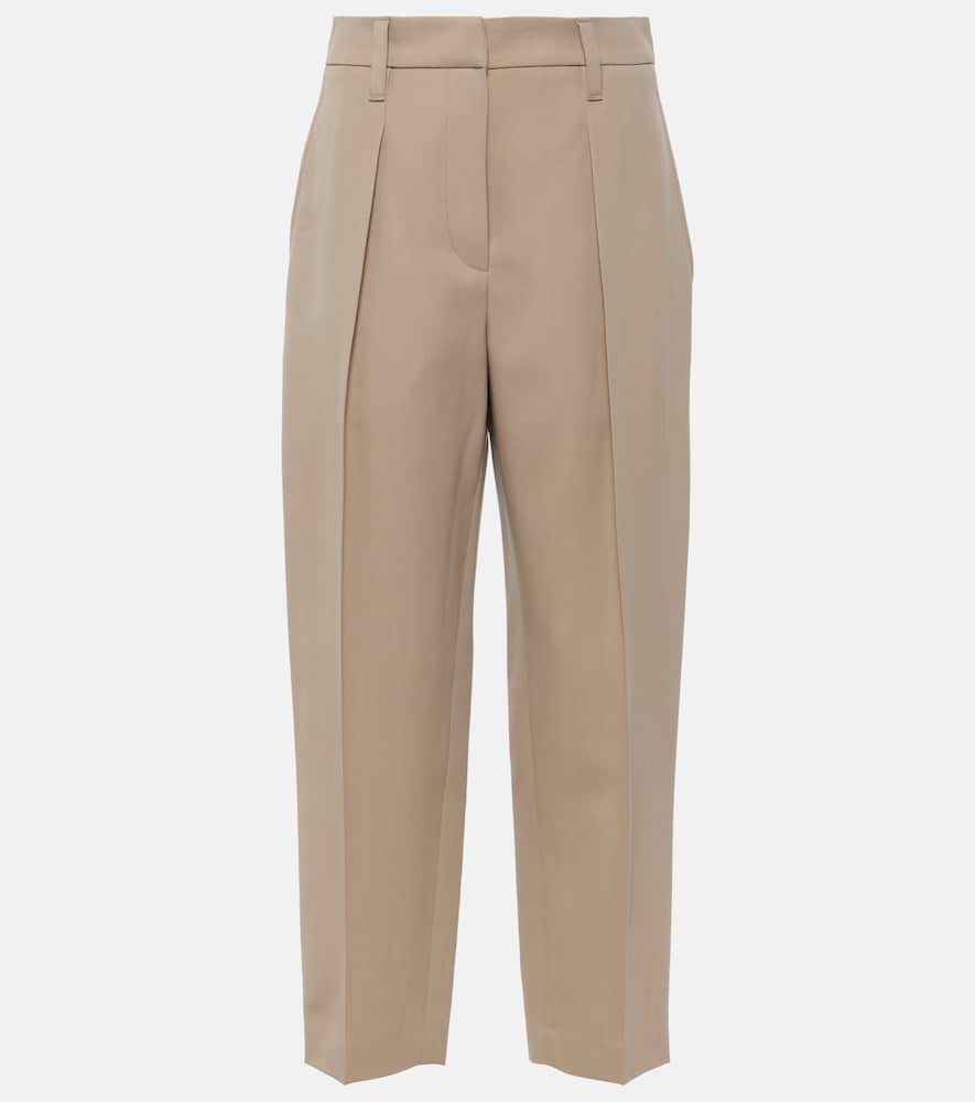 Brunello Cucinelli Wool-blend Straight Pants In Beige
