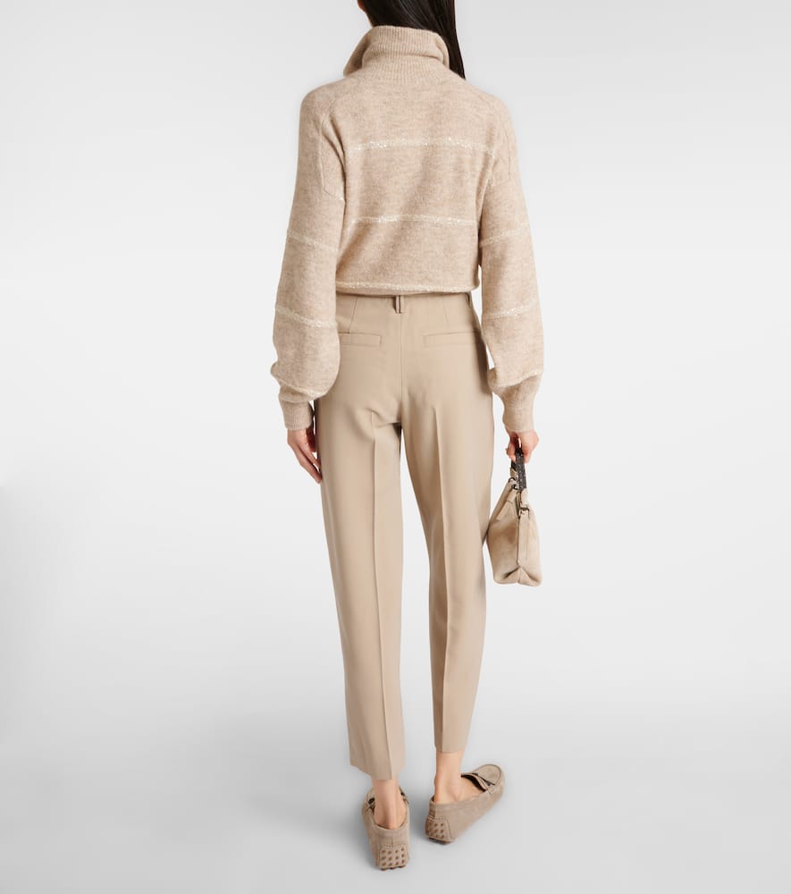 Brunello Cucinelli Wool-blend Straight Pants In Beige