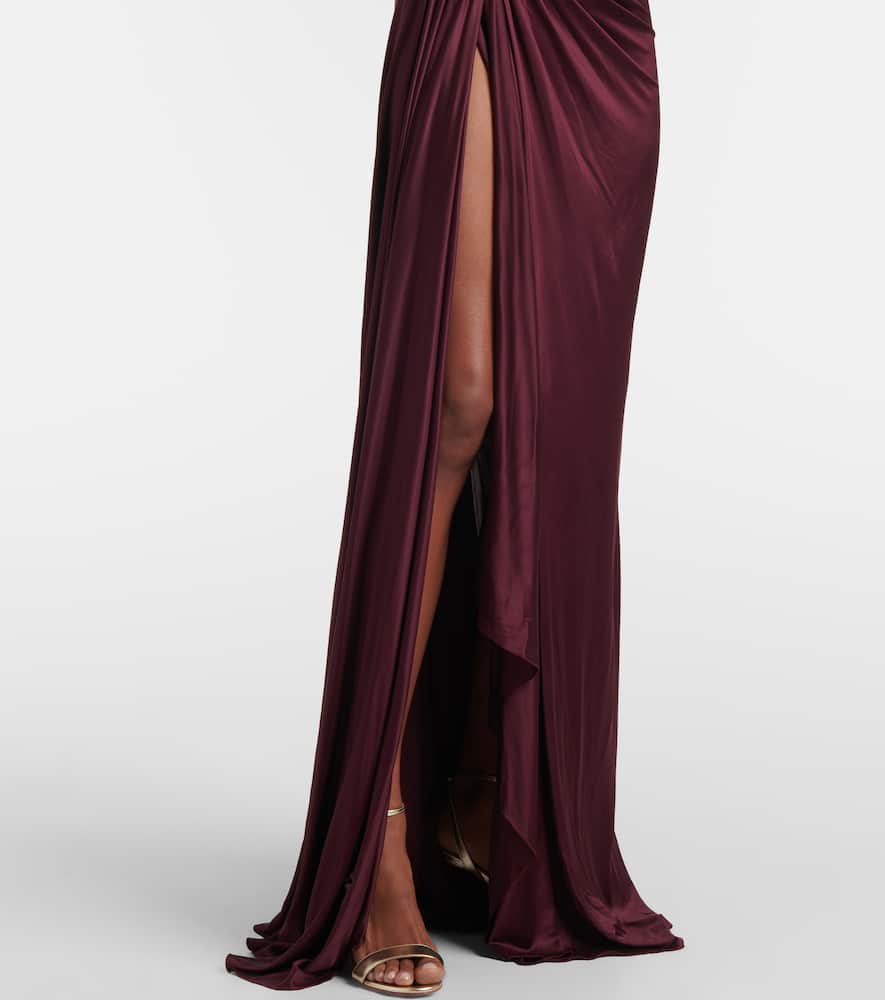 Costarellos Milia Embellished Gathered Gown In Burgund