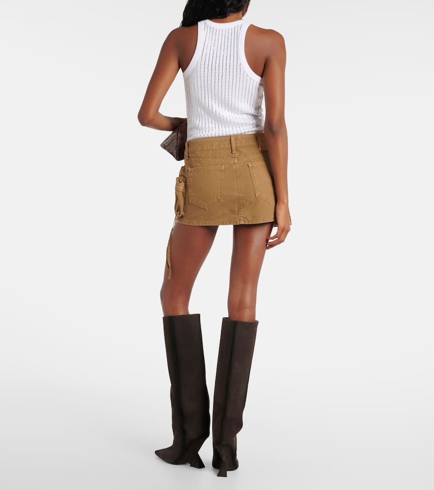 Attico Fay Denim Cargo Miniskirt In Brown