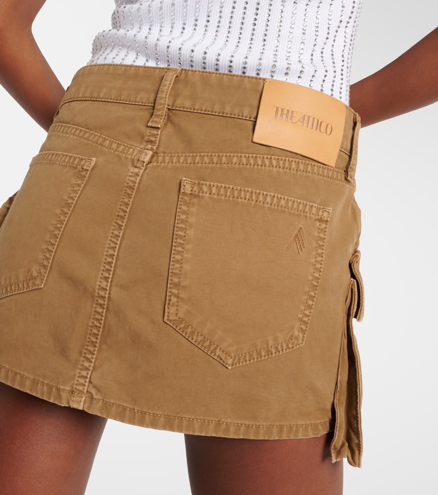 Attico Fay Denim Cargo Miniskirt In Brown