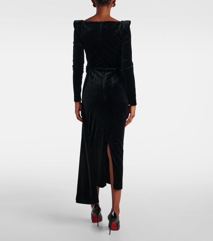  Alex Perry Alex Perry Draped Velvet Midi Dress 