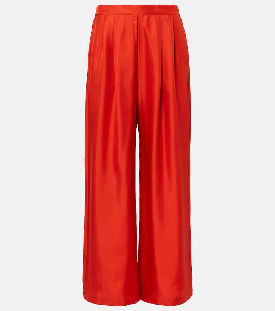 Isola silk twill wide-leg pants