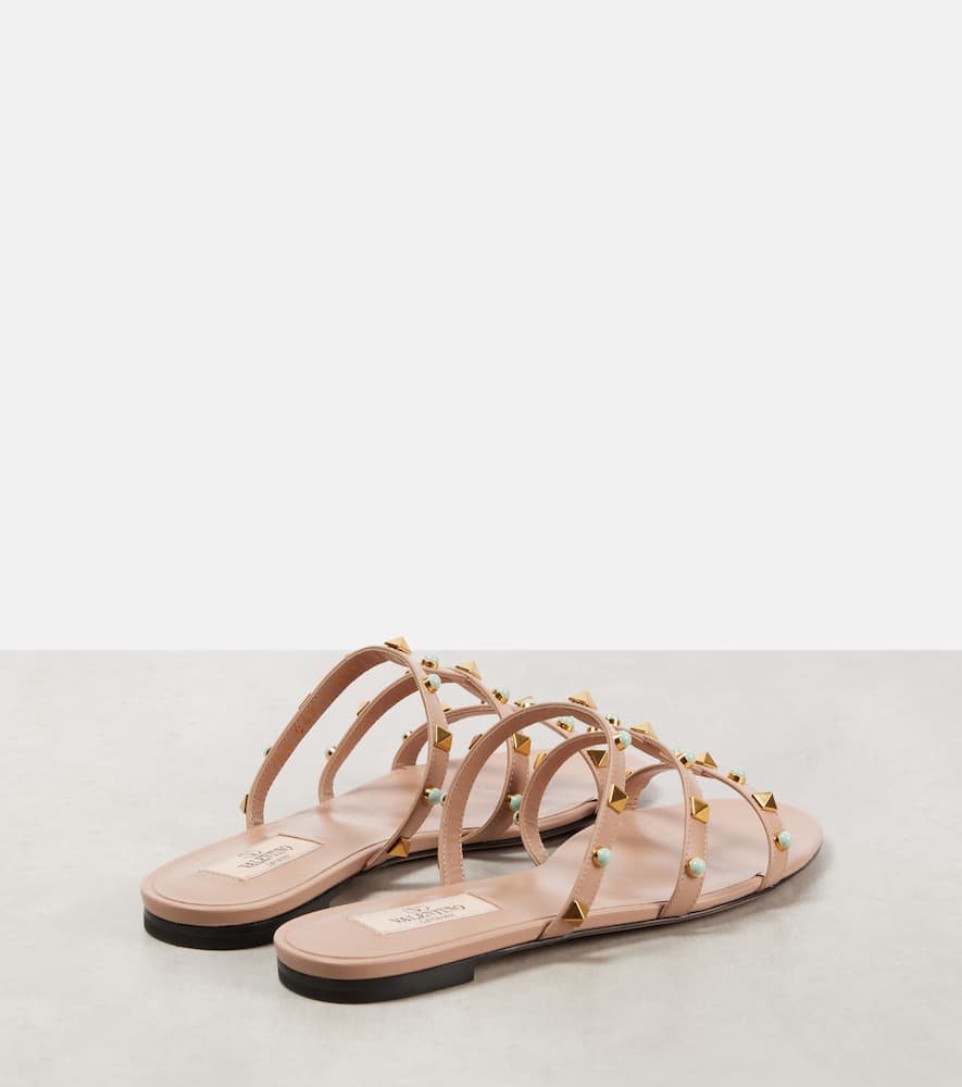 Shop Valentino Rockstud Leather Sandals In Pink