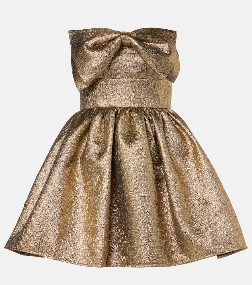 Self-portrait Metallic Jacquard Mini Dress In Gold