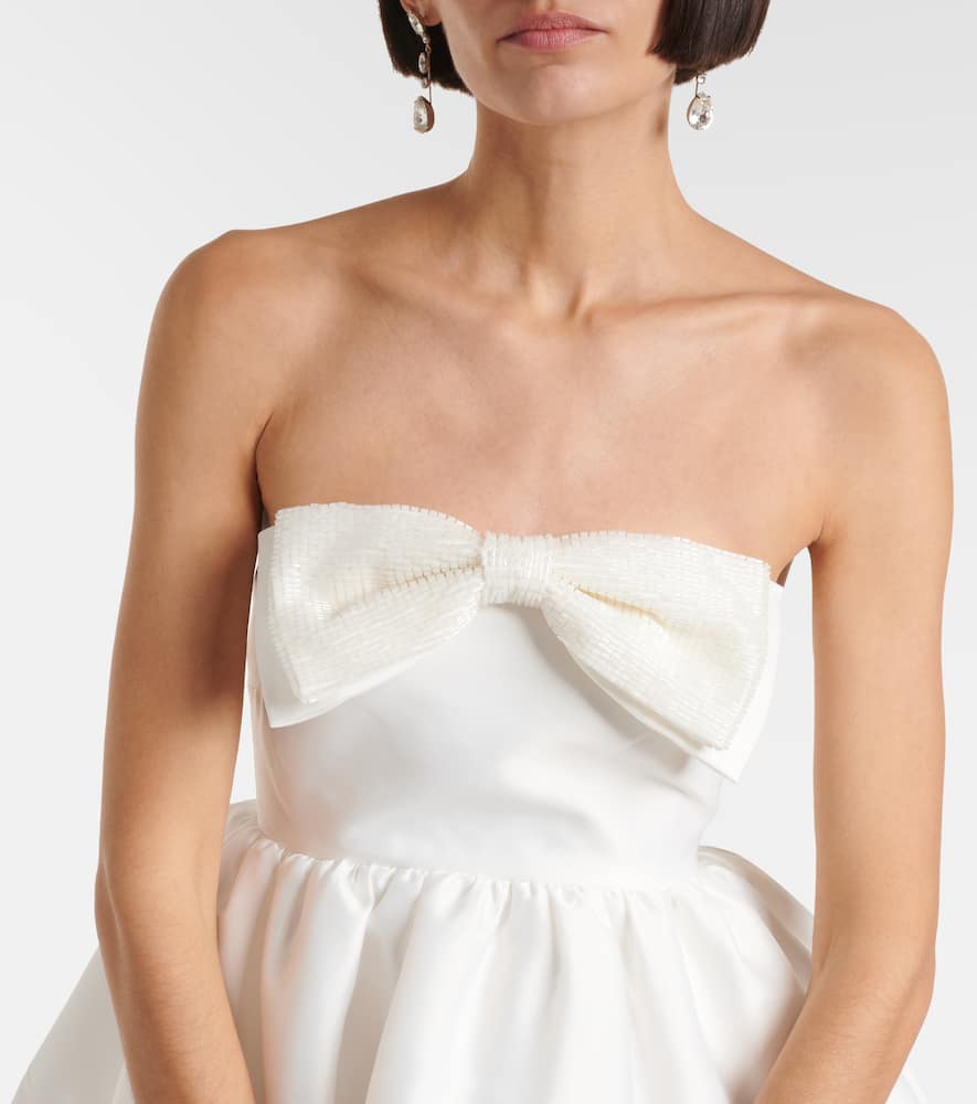 Self-portrait Taffeta Bandeau Mini Dress In White