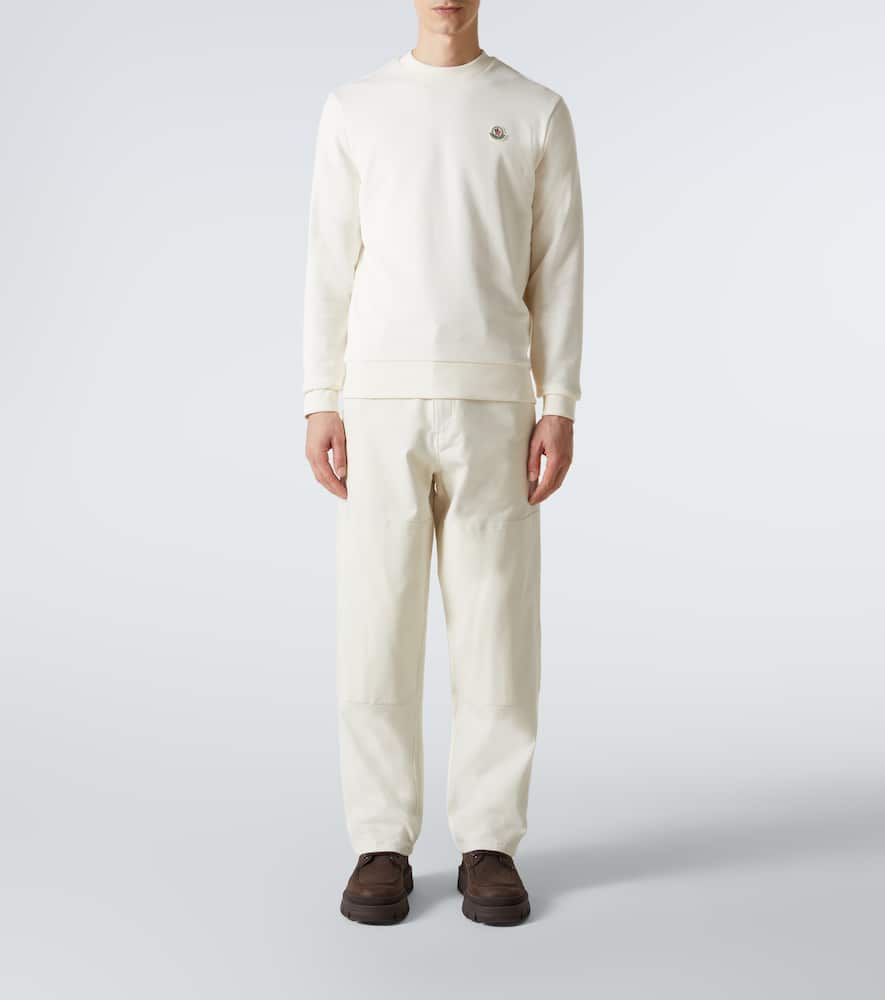 Moncler Cotton Fleece Sweatshirt In White