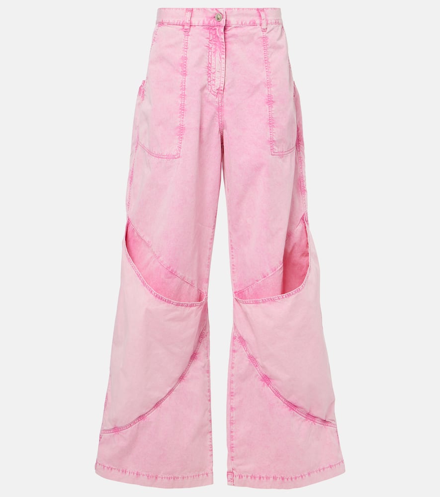 Mid-rise cotton canvas wide-leg pants