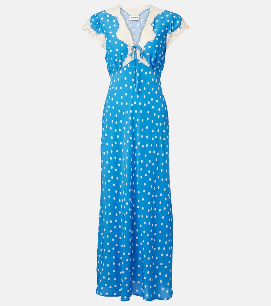 Rixo Amari polka-dot lace-trimmed maxi dress