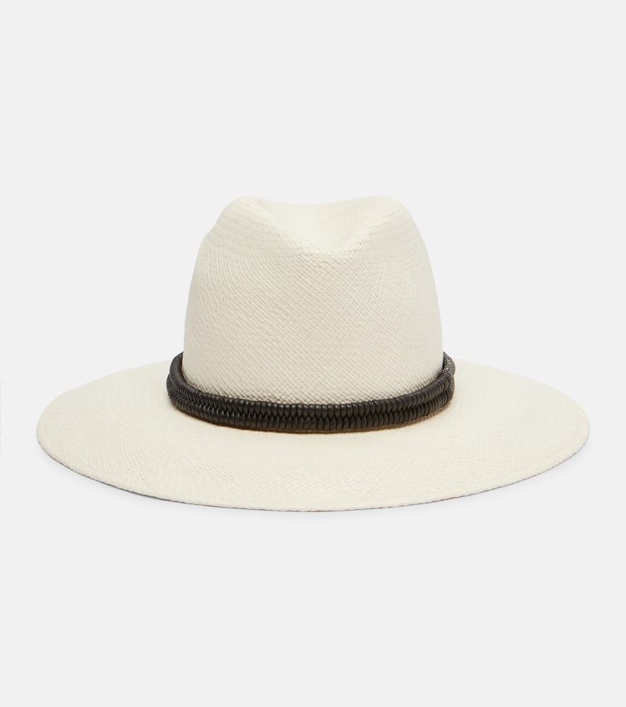 Brunello Cucinelli Monili Straw Fedora In White