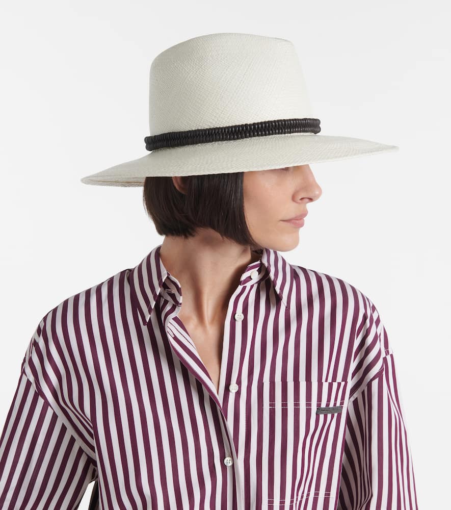 Brunello Cucinelli Monili Straw Fedora In White