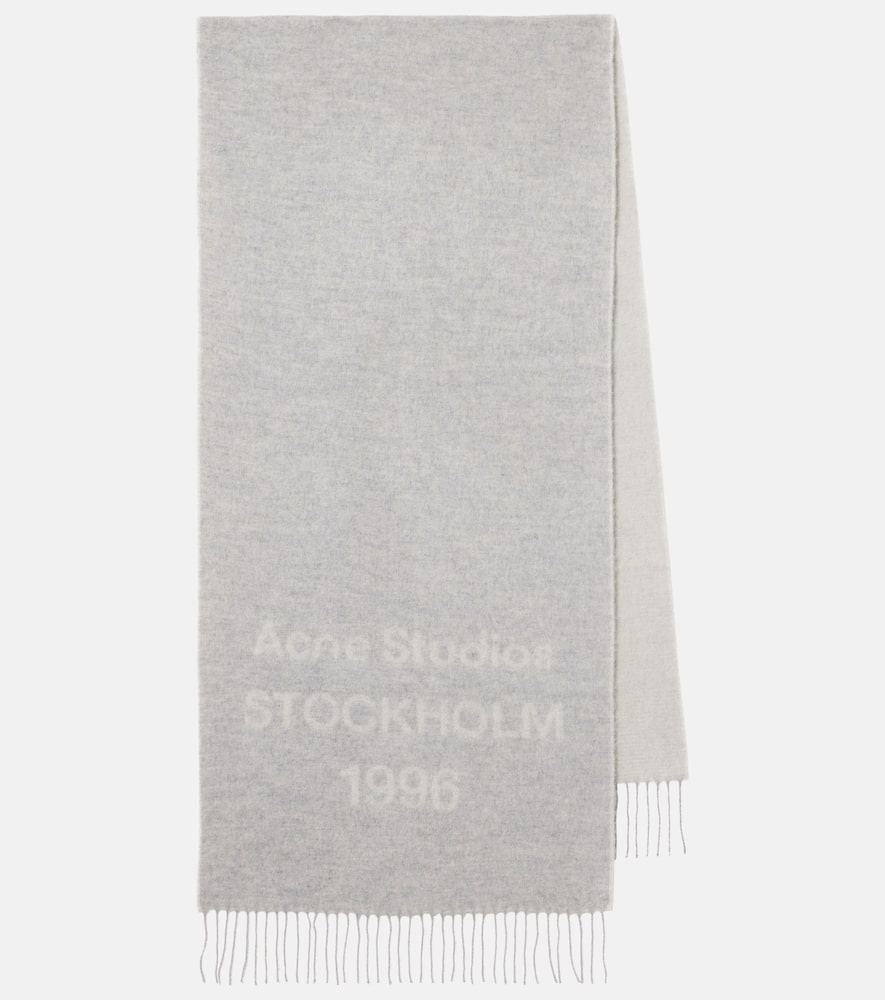 Acne Studios Fringed logo wool jacquard scarf