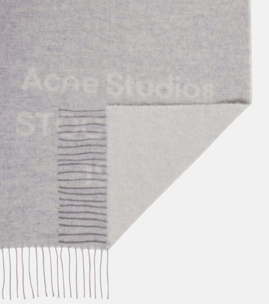  Acne Studios Acne Studios Fringed Logo Wool Jacquard Scarf 