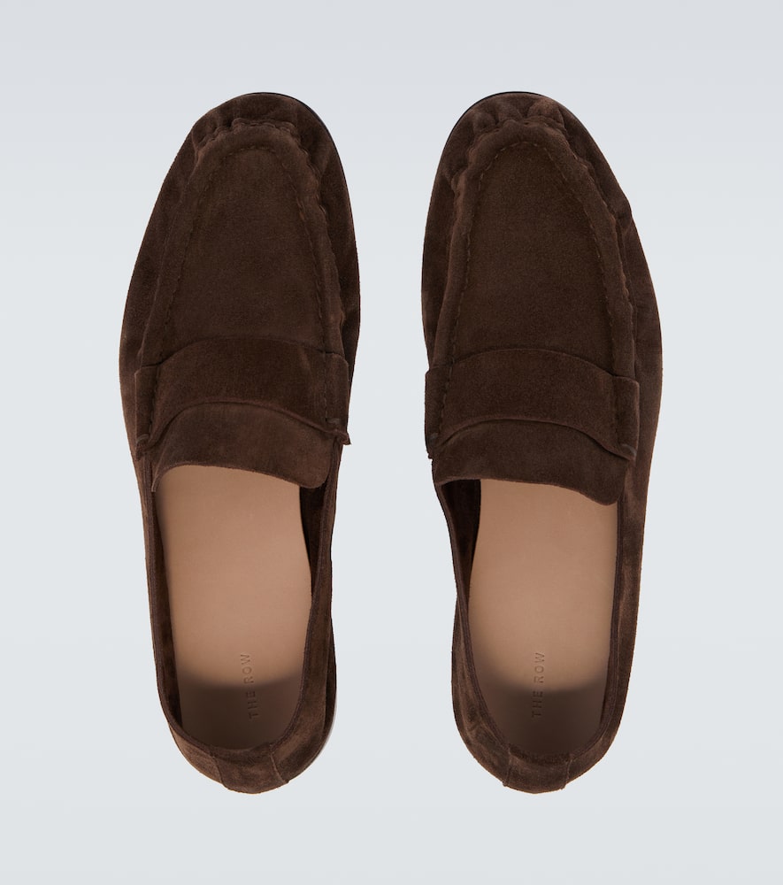 The Row Suede Penny Loafers In Brown
