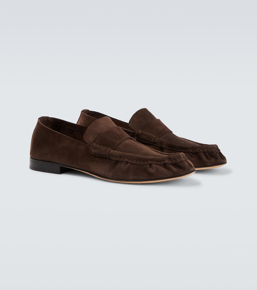 The Row Suede Penny Loafers In Brown