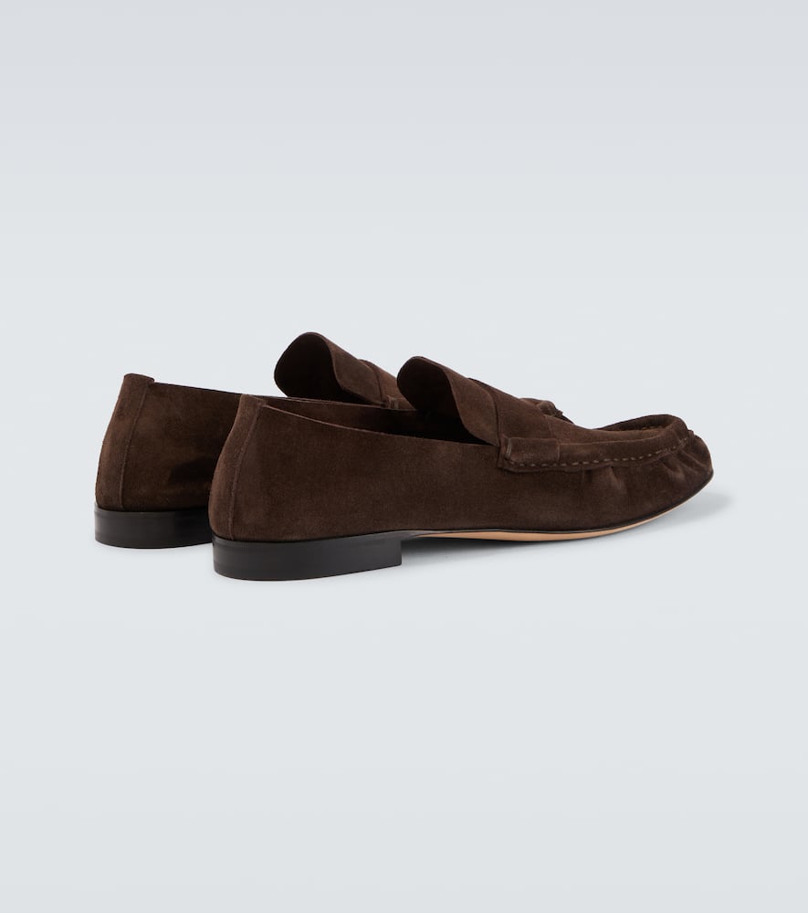 The Row Suede Penny Loafers In Brown