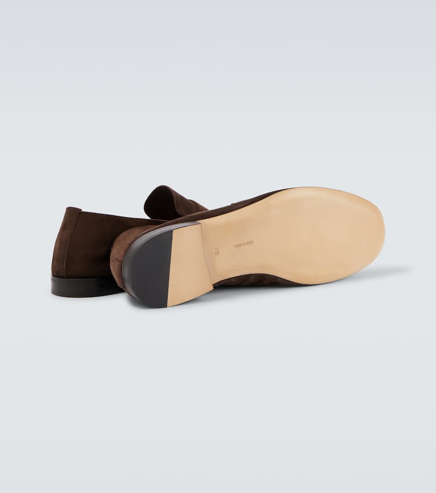 The Row Suede Penny Loafers In Brown