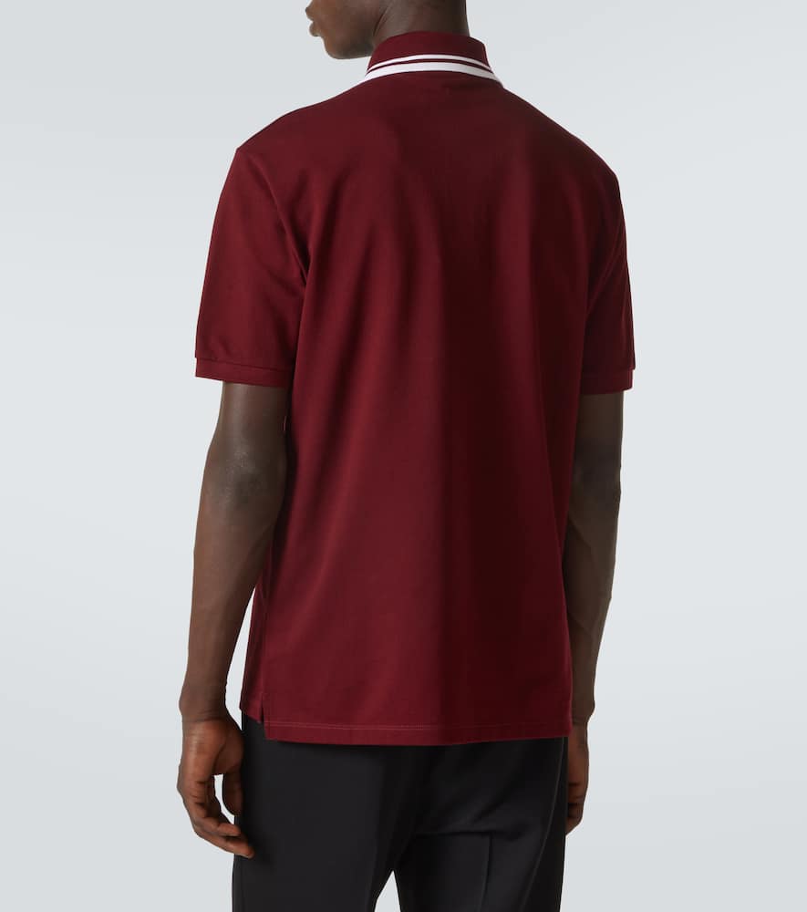 Gucci Bordeaux Polo Shirt With Striped Motif On The Collar And Double G Embroidery On The Front In C