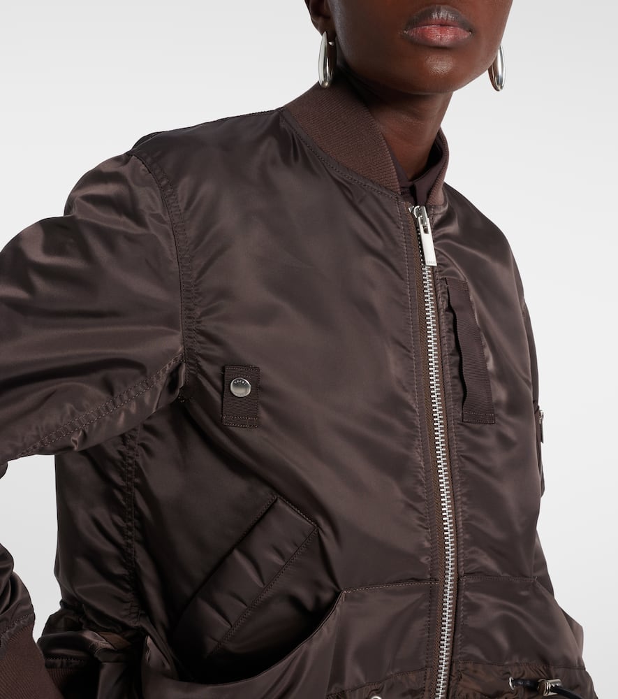 Sacai Twill Bomber Jacket In Brown